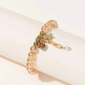 Beaded Flower Charm Bracelet